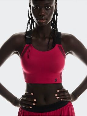 On Running Women's High-Impact Sports Bra in Fuchsia with Black Straps